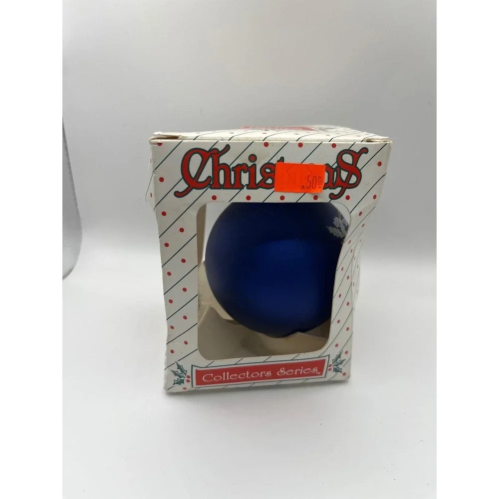 Vintage 1992 TSI Glass Christmas Ornament Mom and Dad Blue Collectors Series‎